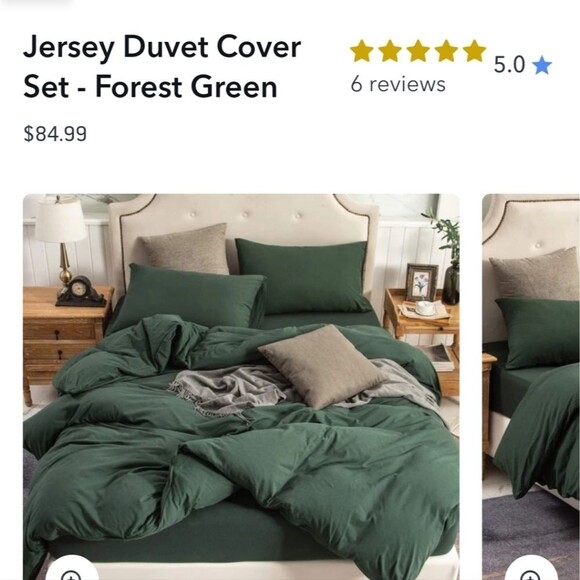 100% Cotton Jersey Knit T-Shirt Forest Green King Duvet Cover Set - Picture 10 of 10